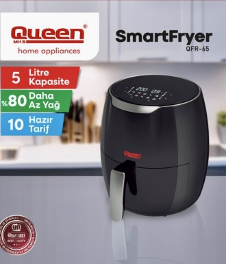 Queen Smartfryer XL Airfryer 5LT Dokunmatik Yağsız Sıcak Hava Fritözü - Thumbnail